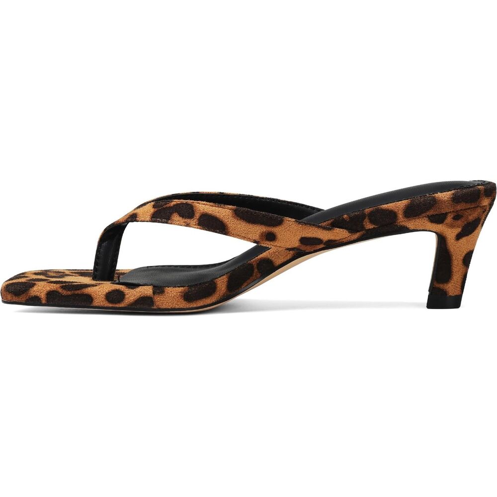 Uacllcau Leopard Print Kitten Heels Square Toe Sandals Y2K Chic
